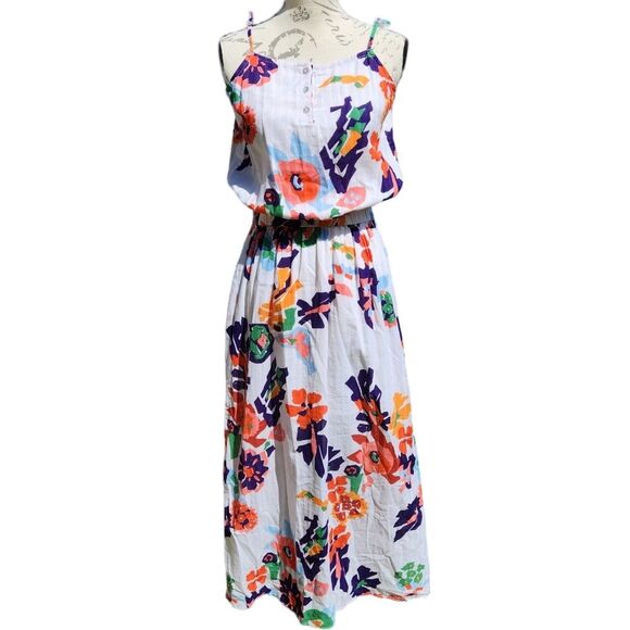 Banjanan NWT Greta Dress White Floral‎ Maxi Boho Size Large fits Medium - Picture 1 of 9